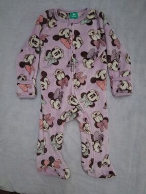 Disney Baby Pink Minnie Mouse Fleece One-Piece Footie Pajama 6-9mo.
